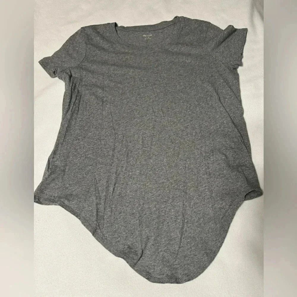 Madewell Front Knot Tee | Marled Gray | Size Small - Picture 2 of 6